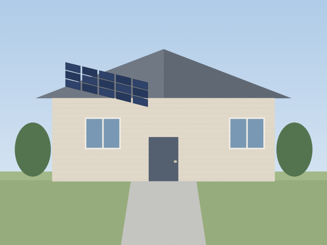 Front elevation with solar panels